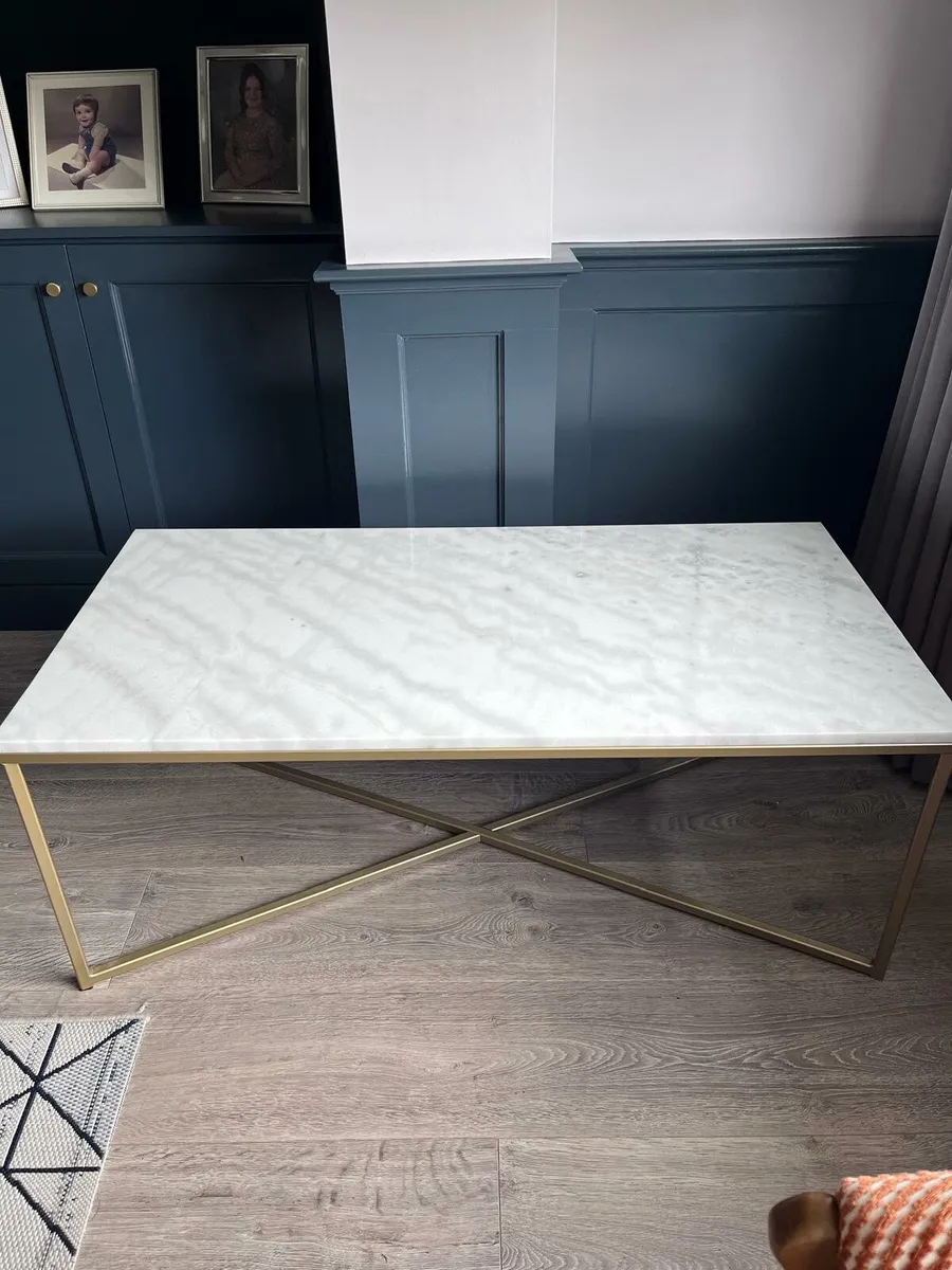 ☆Solid Marble Coffee table with gold metal frame☆ - Image 2