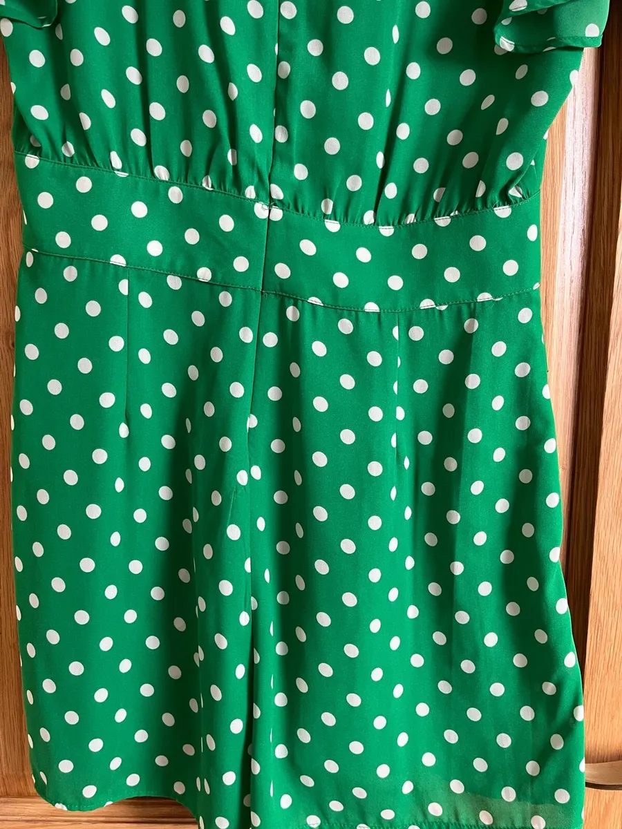 Green with white polka dot all in one short - Image 2