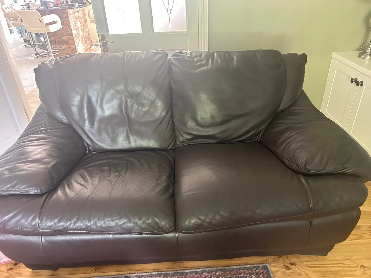 Leather Sofas/solid oak sideboard - Image 1