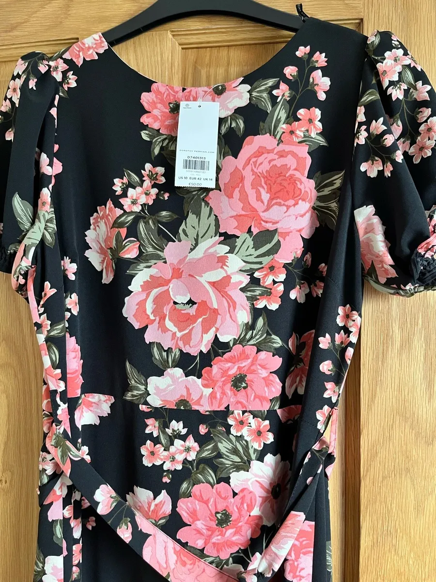 Black/pink floral maxi dress - Image 1
