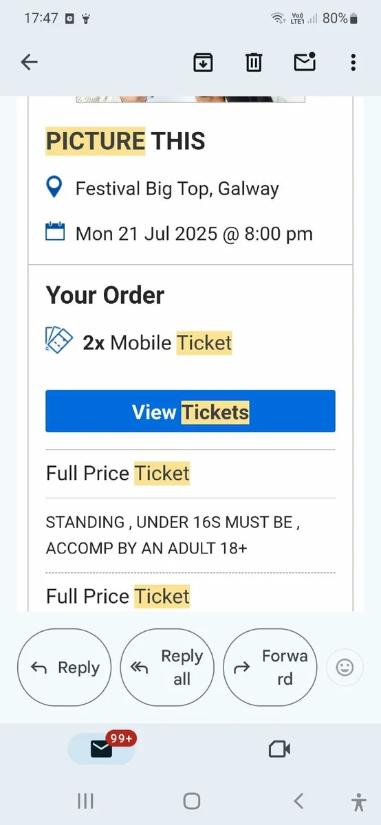 Picture This Tickets in Galway - Swap