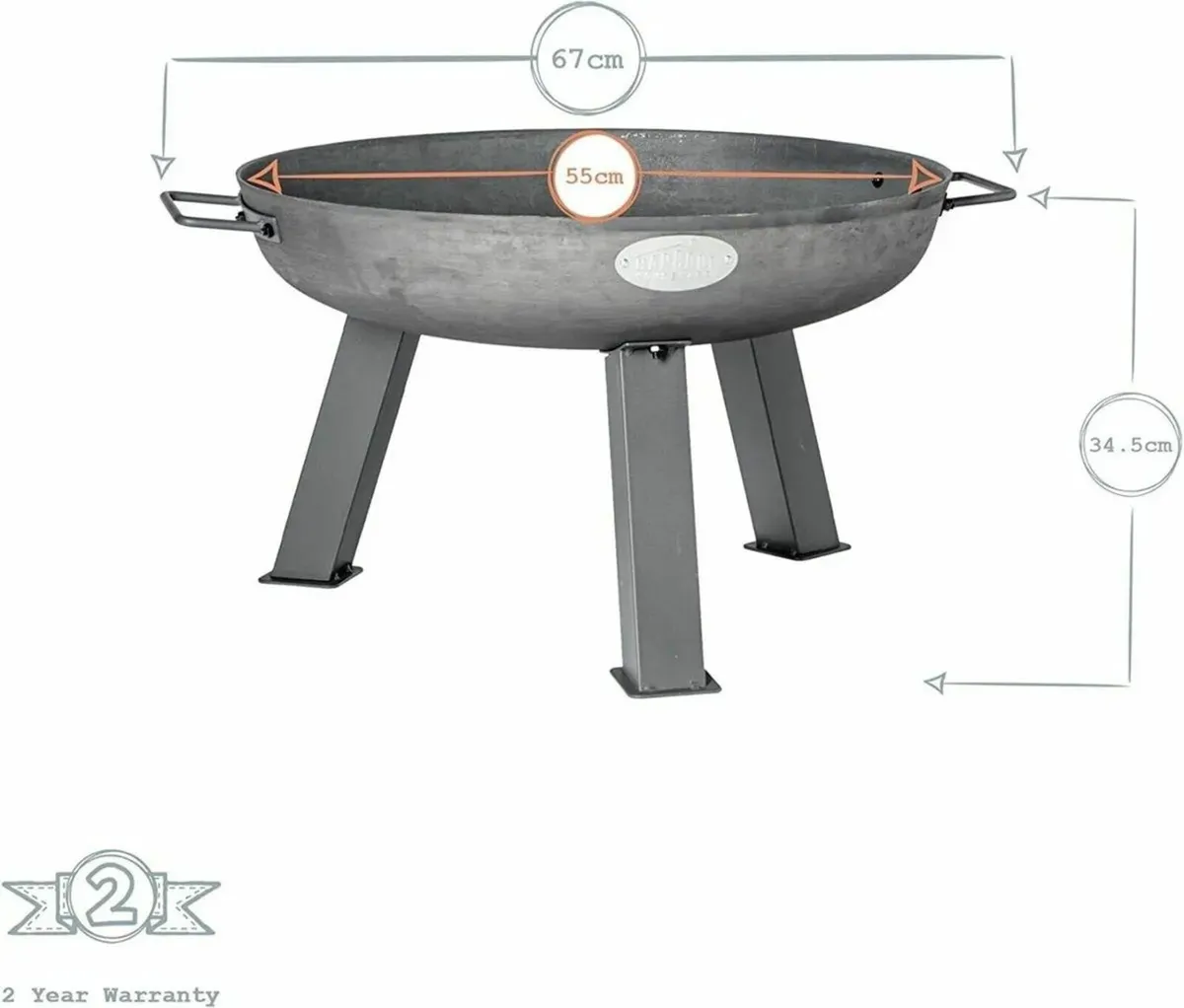 Raw Iron Fire Pit Burner with Garden Handles - Image 1
