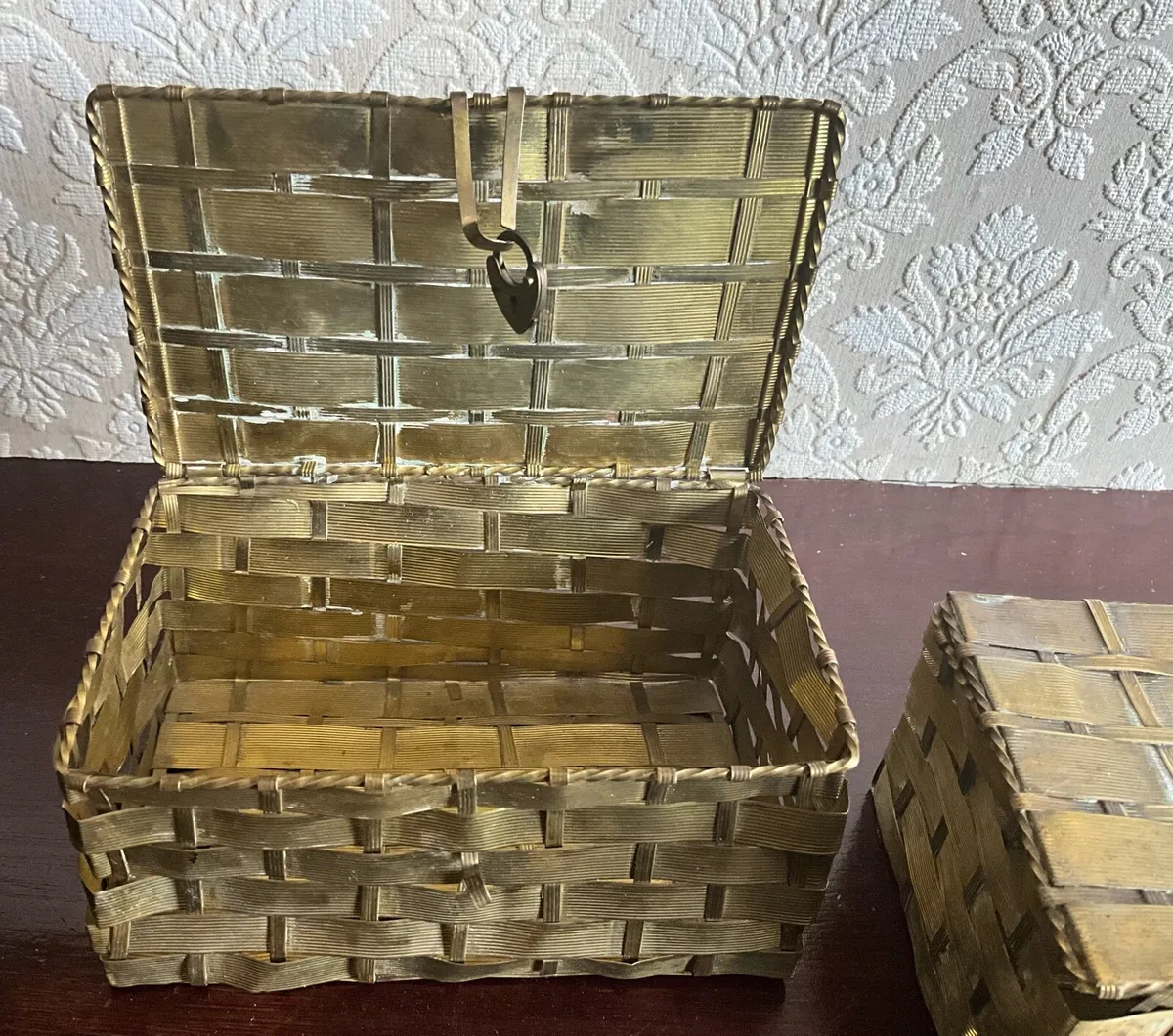 Late 19th Century Japanese Woven Brass Boxes - Image 3
