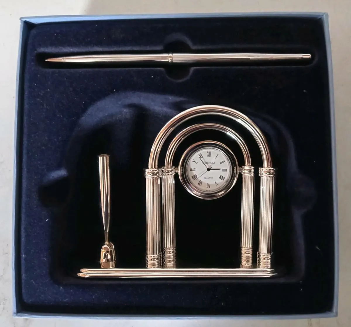 Newbridge Silverware Desk Clock and Pen