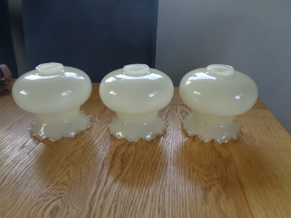 Vintage Glass Light Shades x 3 for Sale - Image 1