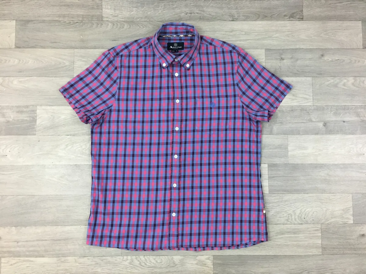 Aquascutum London Check Short Sleeve Shirt Mens L - Image 1