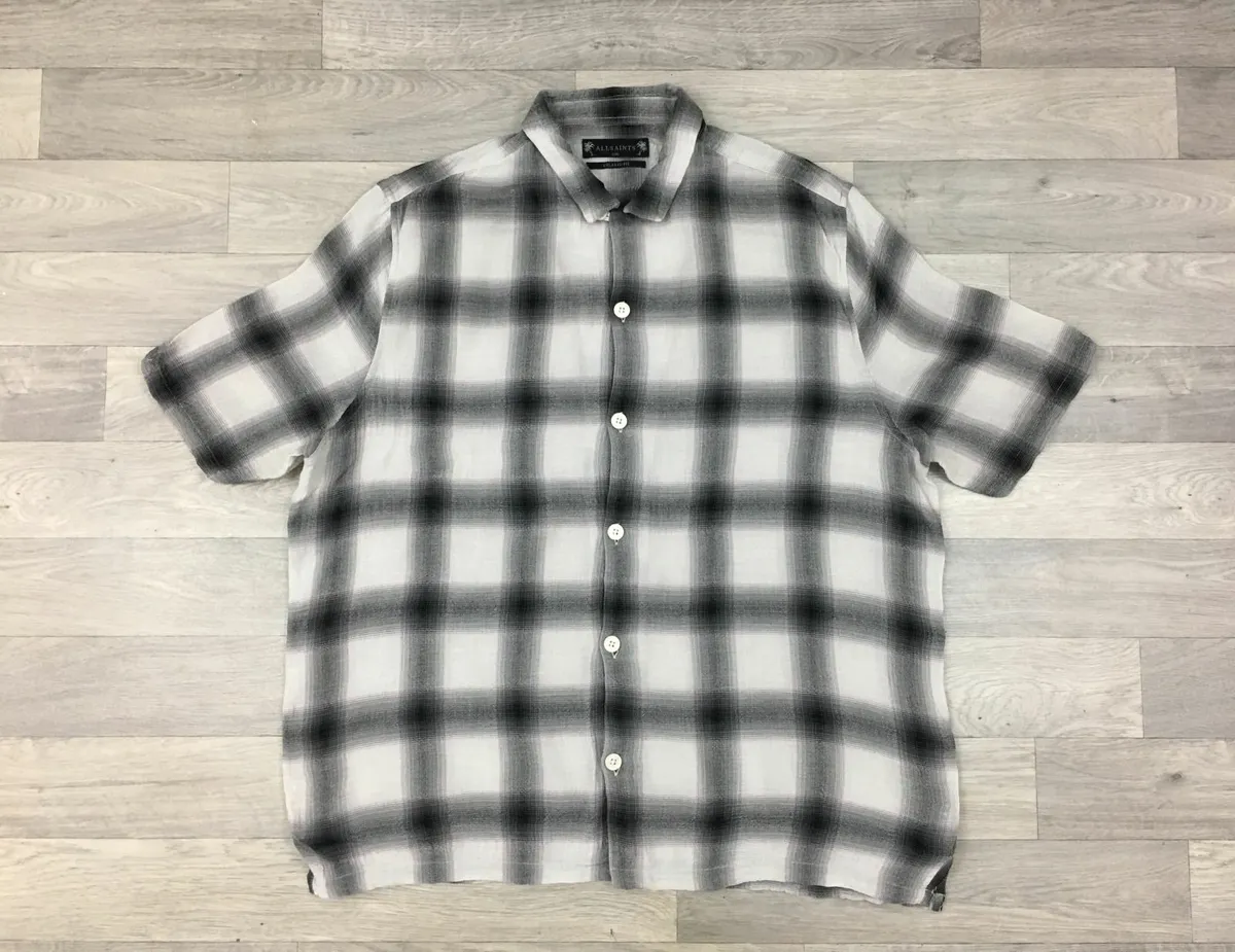 All Saints Wool Blend Check Shirt Mens XXL - Image 1