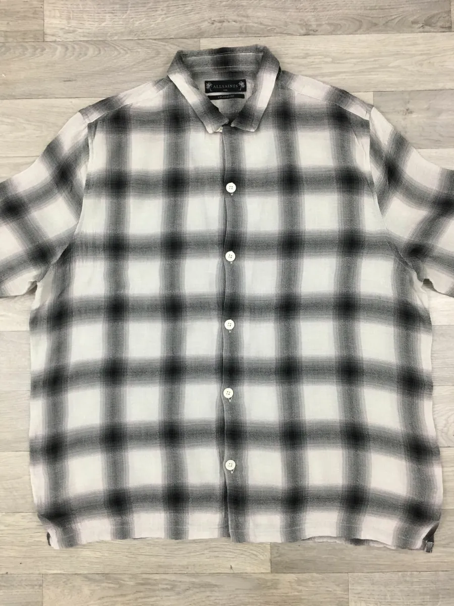 All Saints Wool Blend Check Shirt Mens XXL - Image 3