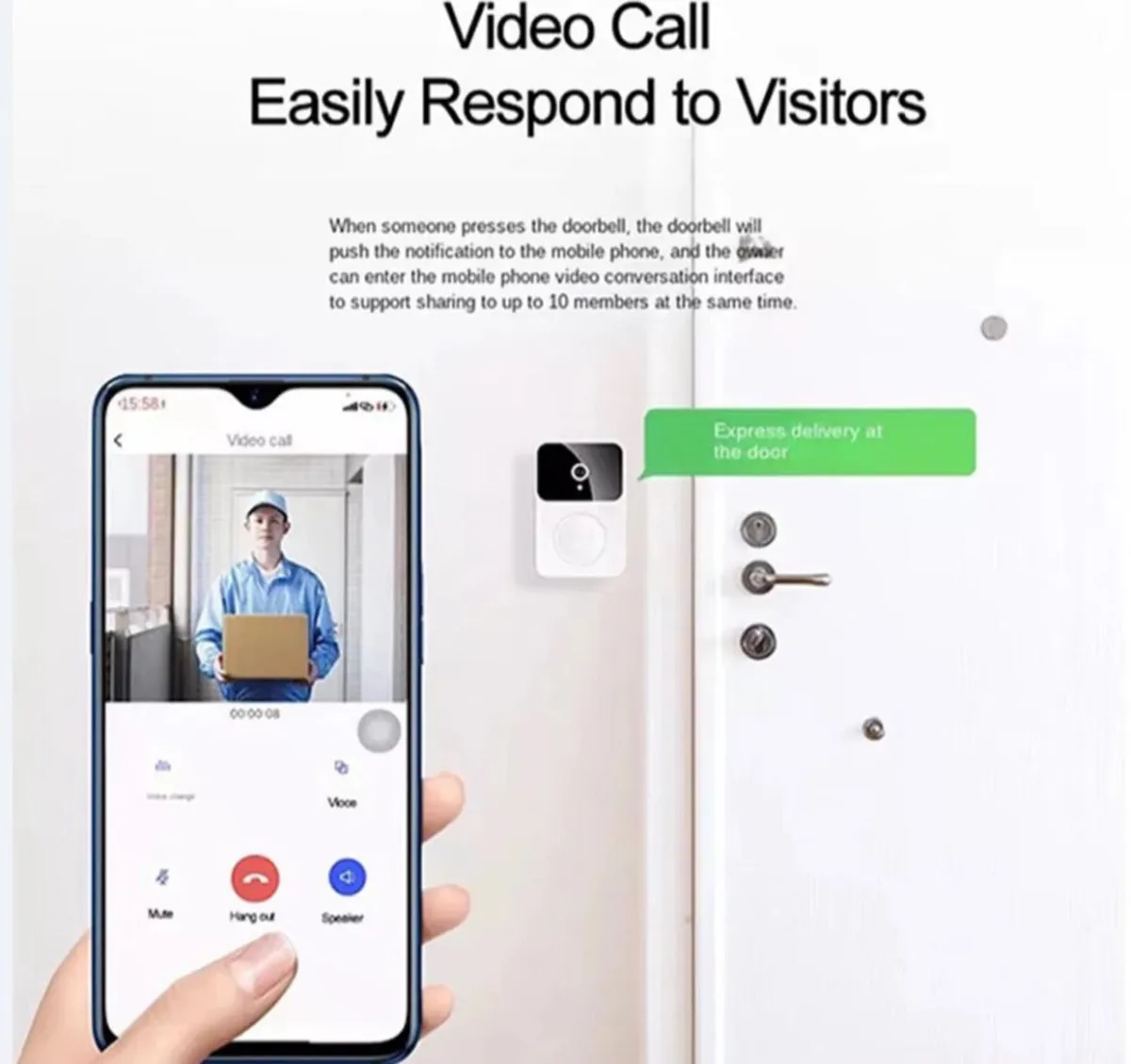 Video Doorbell WiFi Camera Intercom - Image 3