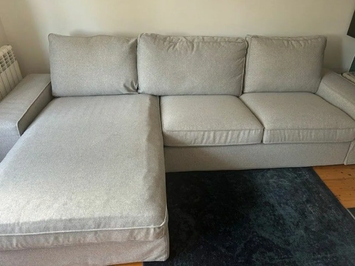3-seat sofa with chaise longue, Tallmyra white/bla - Image 1