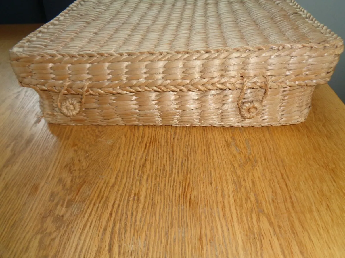 Vintage Wicker Suitcase for Sale - Image 3