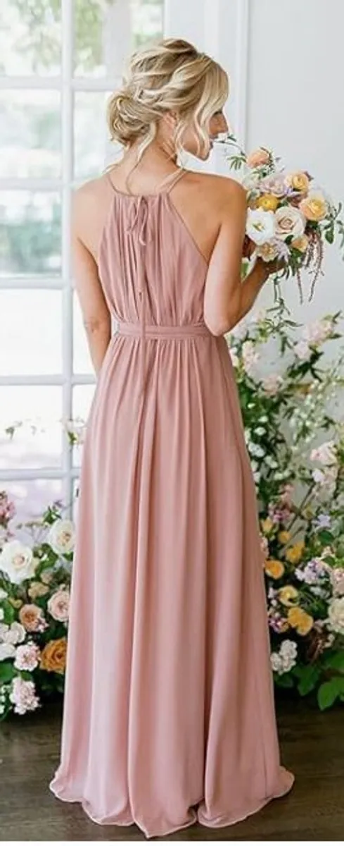 Bridesmaid dress - Red, Chiffon, Halter neck - Image 2