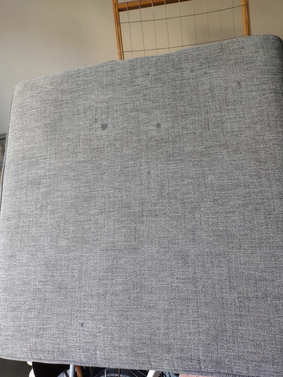 Large grey textured padded pouffe stool - Image 2