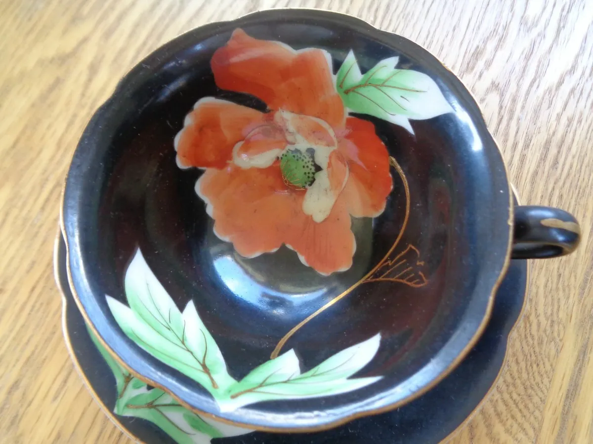 Princess China (Occupied Japan) Black Teacup and S - Image 3