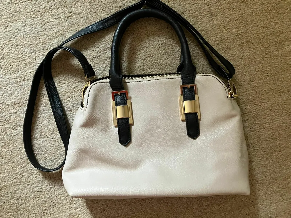 Cream and Black Handbag - Image 1