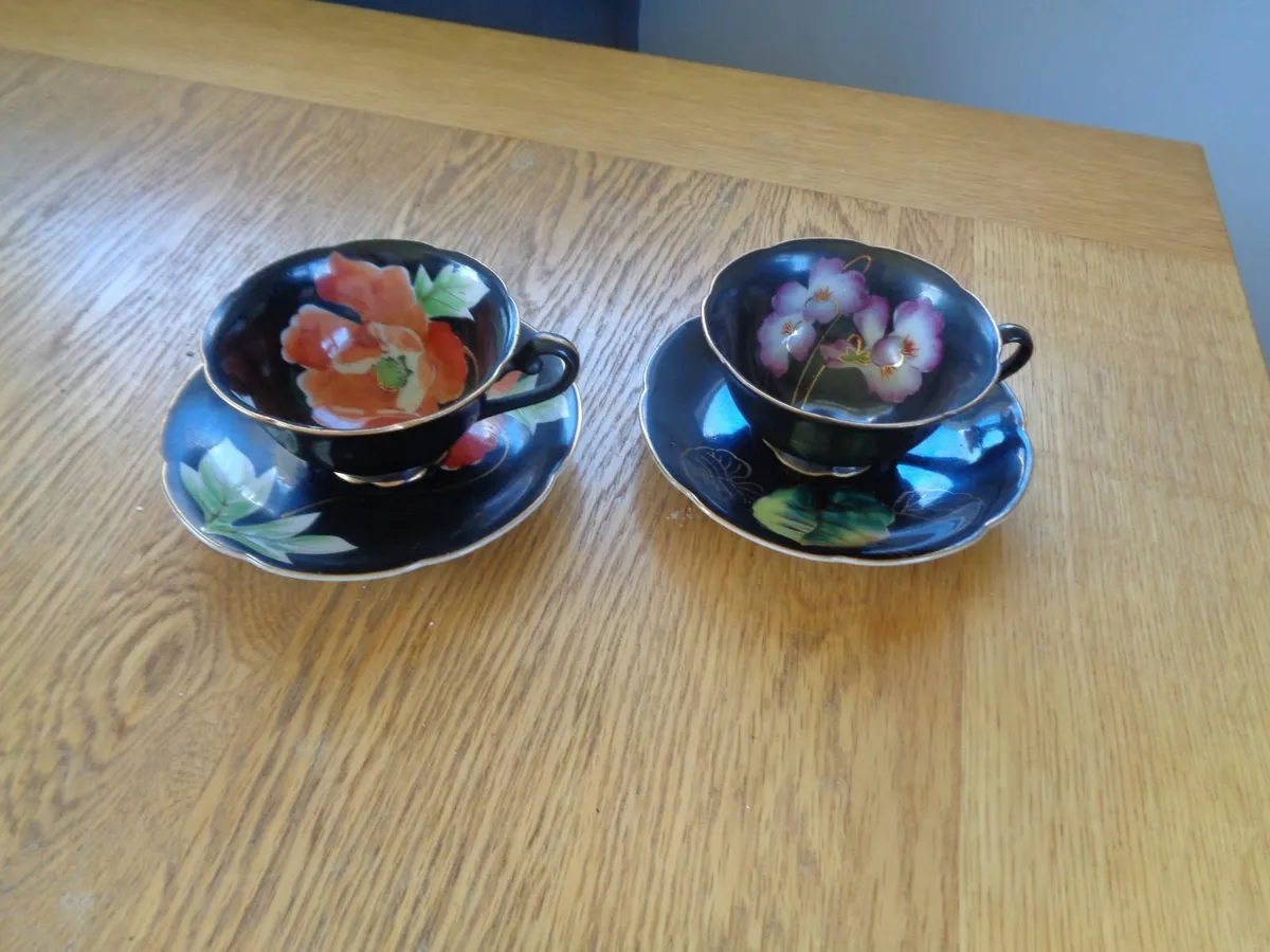 Princess China (Occupied Japan) Black Teacup and S - Image 1