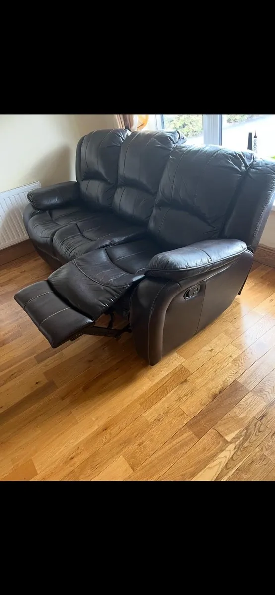 Leather recliner couch and chair - Image 1