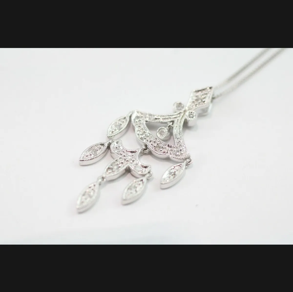 9ct white gold diamond necklace - Image 2