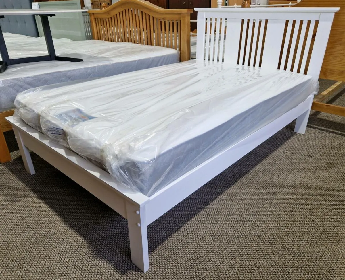 New 4ft white & grey beds & mattresses - Image 4
