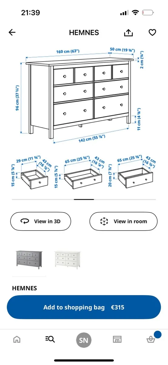 Hemnes 8 chest of drawers - Image 2