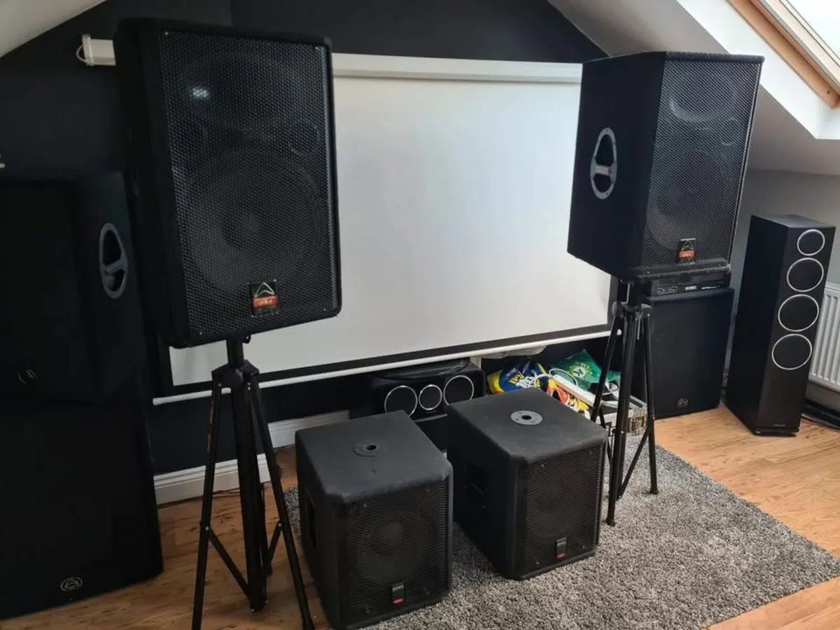 PA system - speakers, subs, amp, cables, box - Image 1