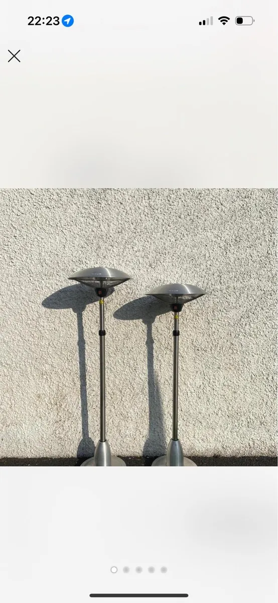 X2 Silver and grey outdoor patio heaters - Image 1