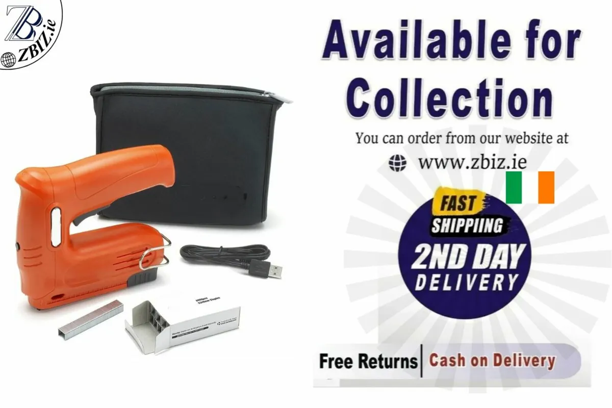 Cordless 4V Nail Gun with Storage Bag, 2000 Staple - Image 1