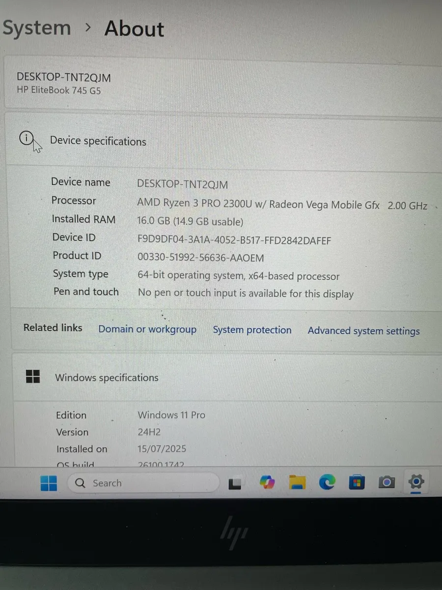 Hp laptop Ryzen 3 pro 16-256 win 11 - Image 2