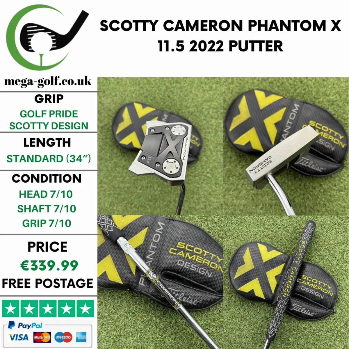 SCOTTY CAMERON PHANTOM X 11.5 2022 PUTTER / 34″ - Image 1