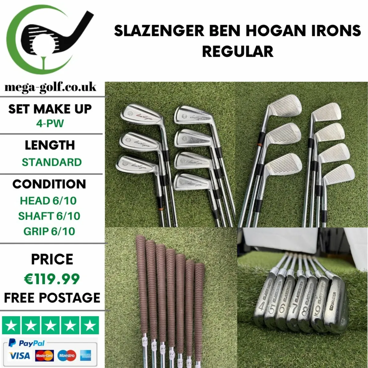 SLAZENGER BEN HOGAN IRONS / 4-PW / REGULAR - Image 1