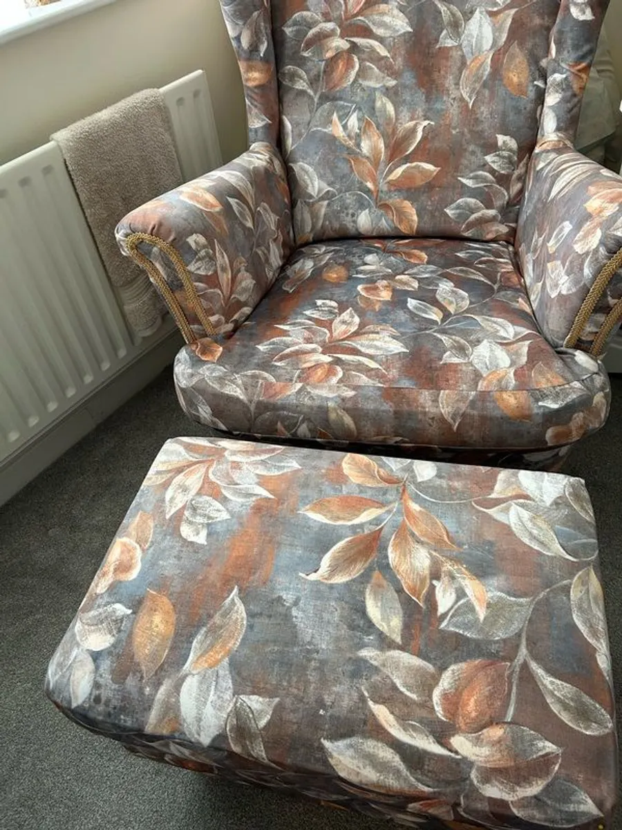 Armchair & foot stool - Image 1