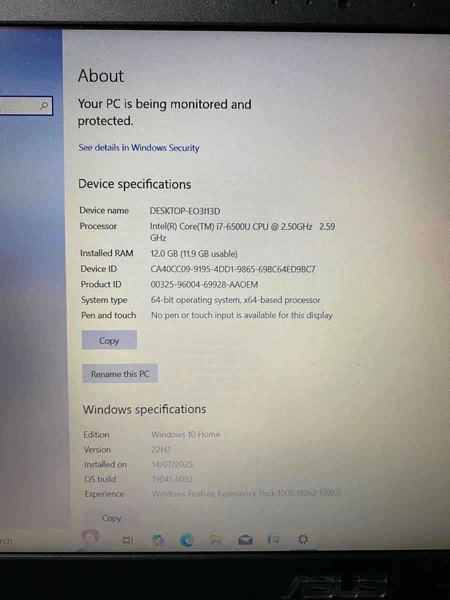 ASUS Laptop i7 pro 8gb 256 win 10 - Image 3