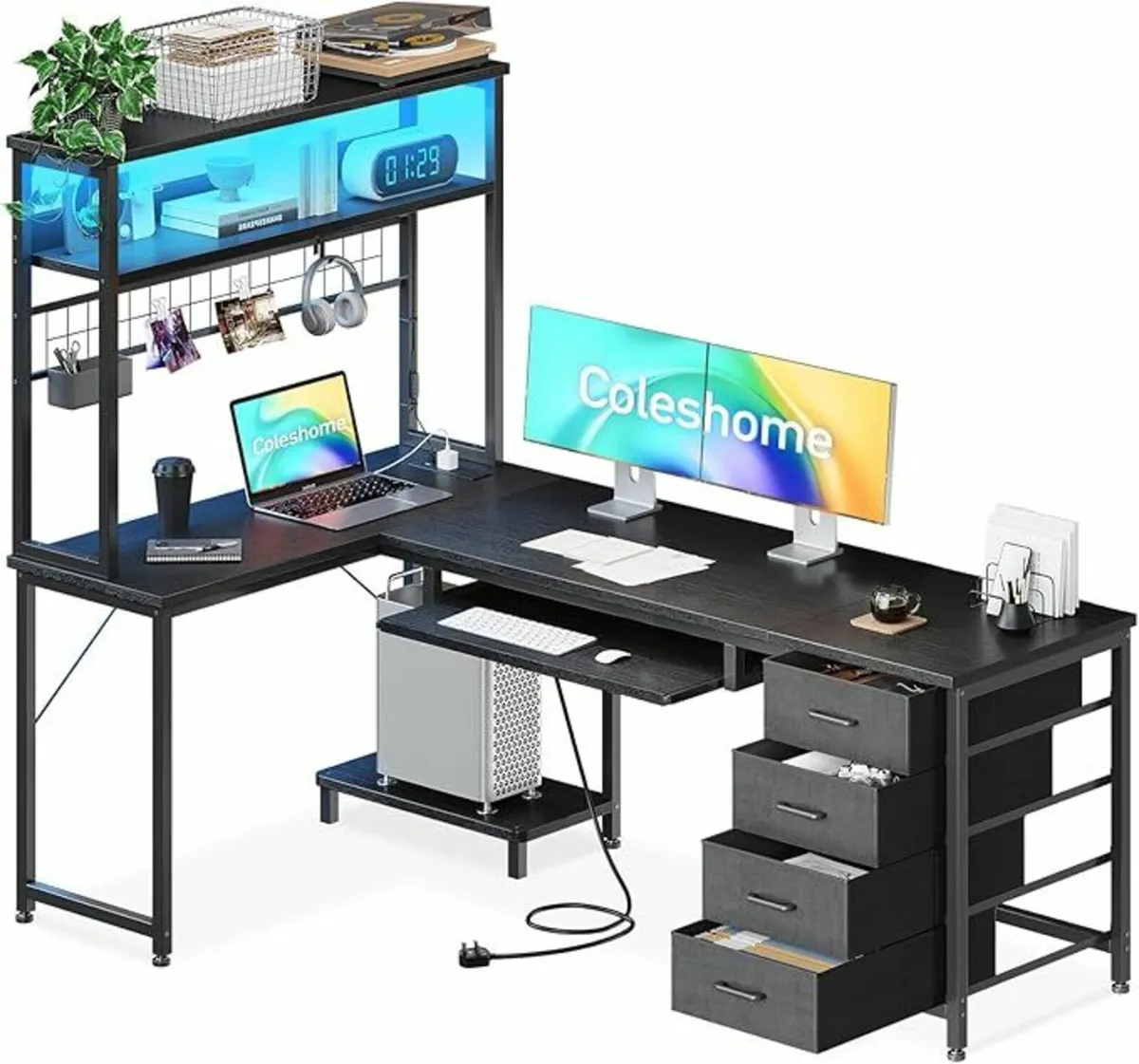 Computer Desk Drawers 150x100 Corner Office Shelf - Image 1