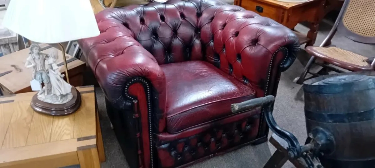 Red Leather Chesterfield Club Armchair
