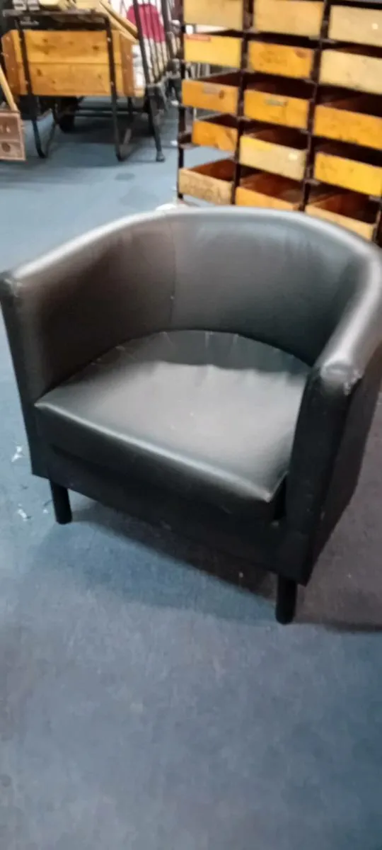 Black Leatherette Tub Chair