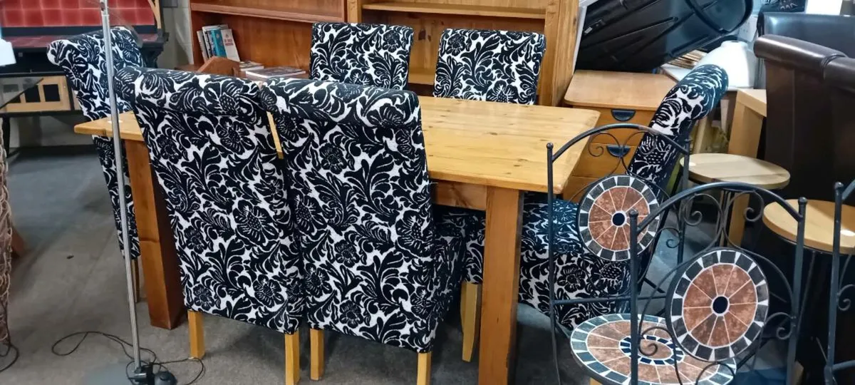 Set Of Six Decorative Fabric Dining Chairs - Image 1