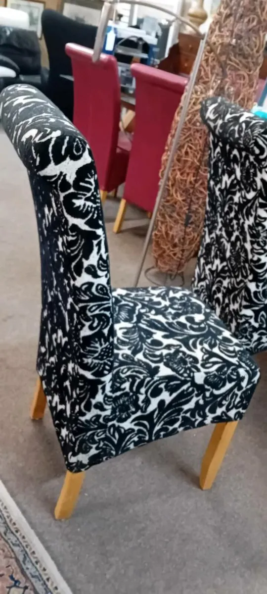 Set Of Six Decorative Fabric Dining Chairs - Image 2