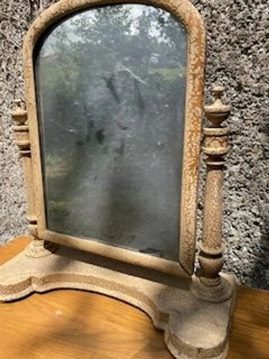 Cracked Paint Wood Dressing Tabletop Mirror,circa 1900 - Image 1