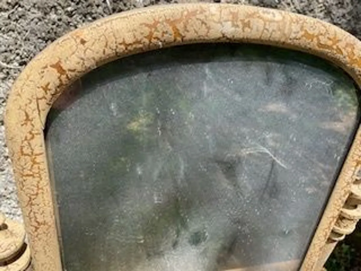 Cracked Paint Wood Dressing Tabletop Mirror,circa 1900 - Image 3