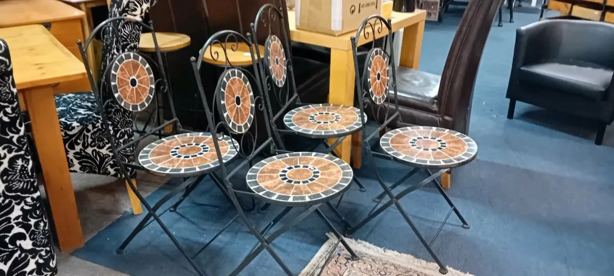 Set Of Four Metal Folding Garden Chairs