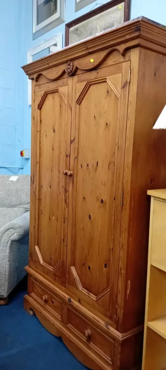 Lare Decorative Pine Wardrobe With Drawer - Image 1