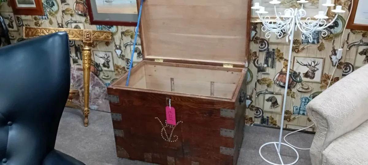Decorative Metal Clad Wooden Trunk - Image 2