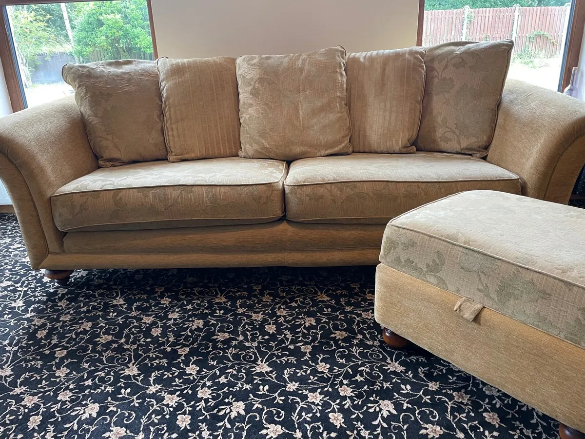 Two & Three Seater Couch with matching footstool. - Image 2