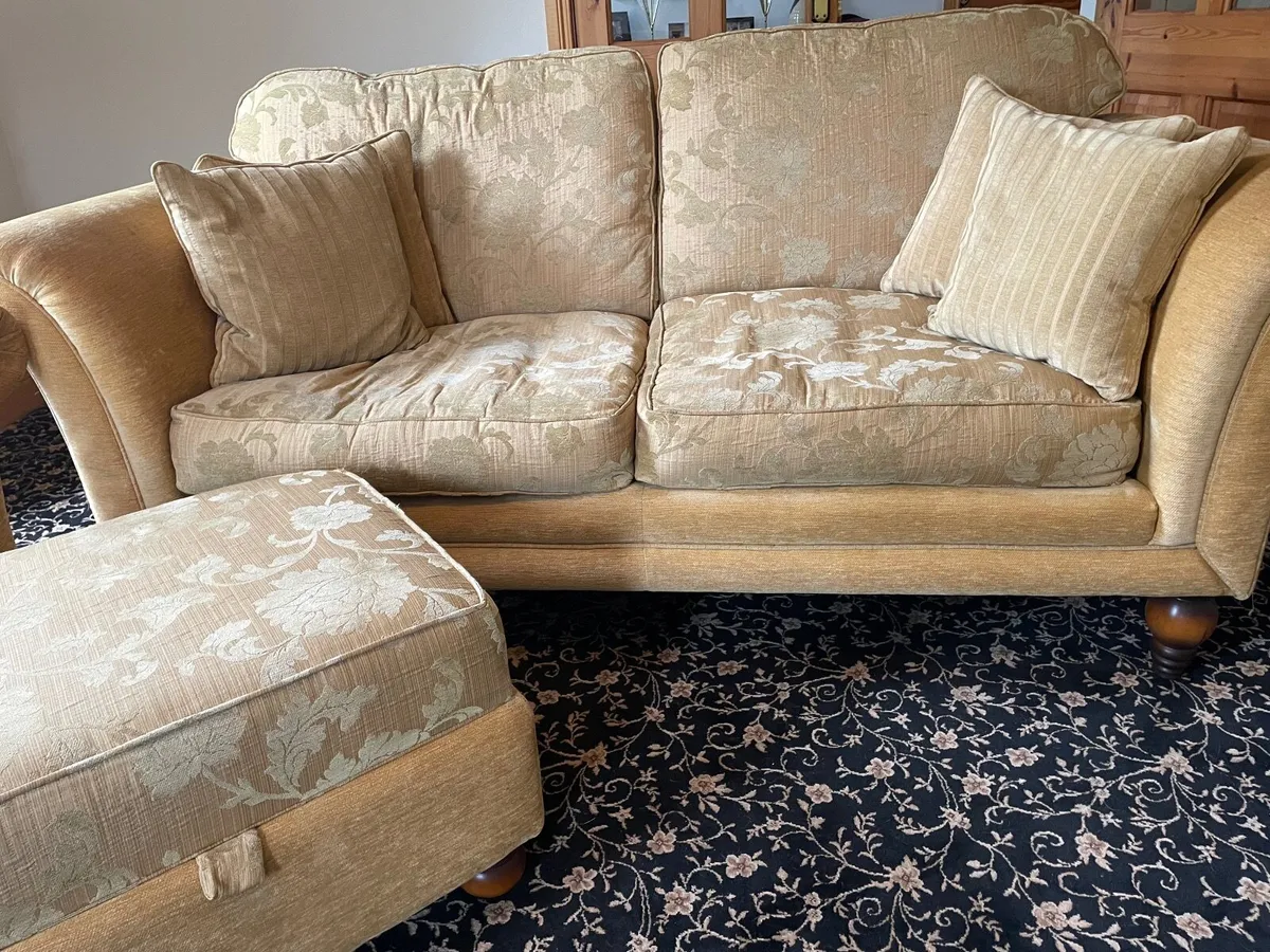 Two & Three Seater Couch with matching footstool. - Image 3