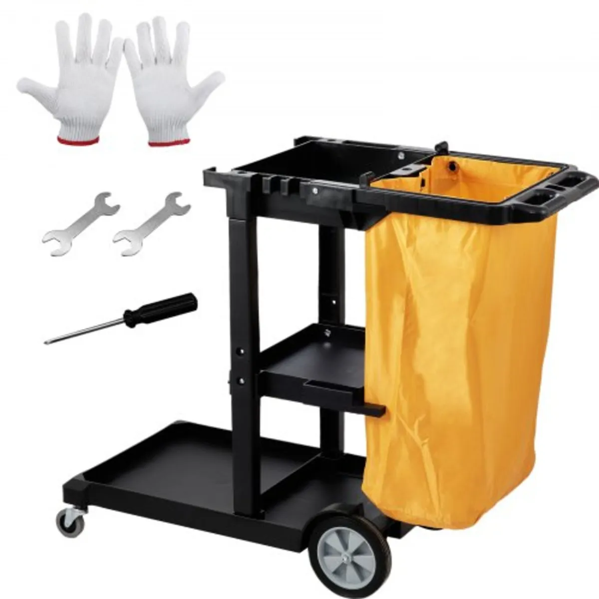 Cleaning Cart, 3-Shelf Commercial Janitorial Cart,