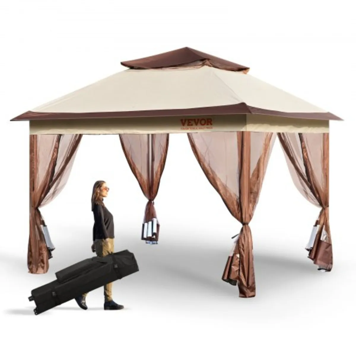 Patio Gazebo, 11 x 11 FT Pop up Gazebo for 8-10 Pe