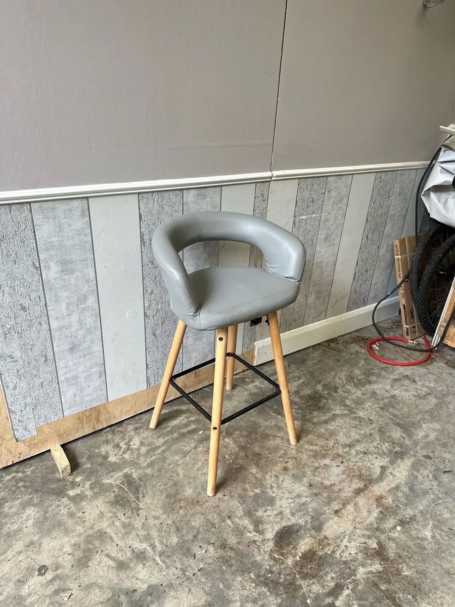 Premium Grey Leather Barstool - Image 1