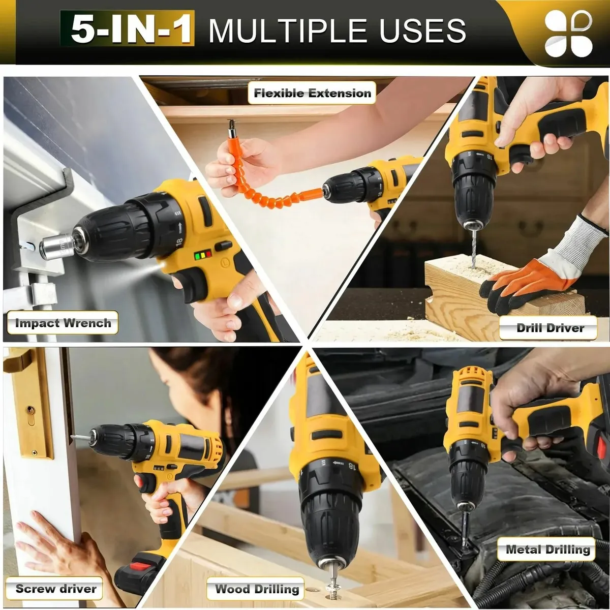 20V Cordless Drill Set Electric DIY Tool Kit - Image 2