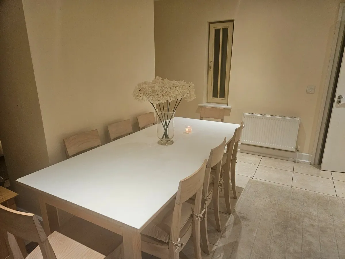 Elegant Dining Table Set – Solid Wood with 8 Chair - Image 1