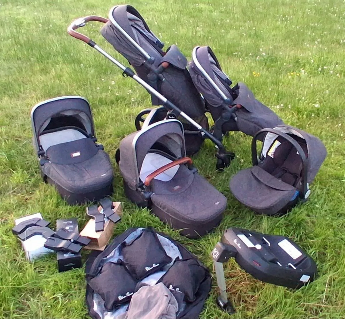 Silvercross wave double pram/stroller with extras - Image 1